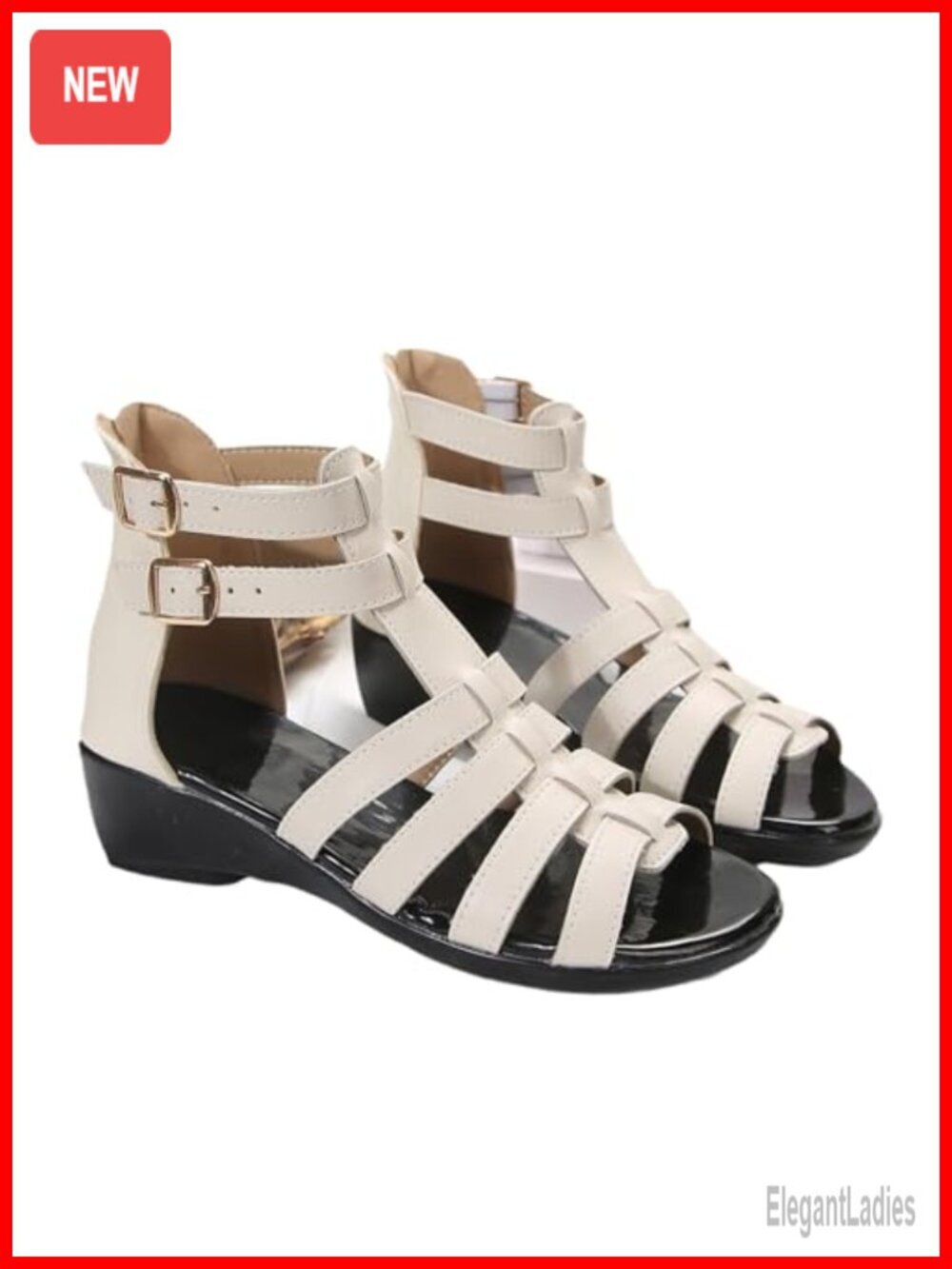 Leather High Top Gladiator Sandals with Zip Ankle Open Toe